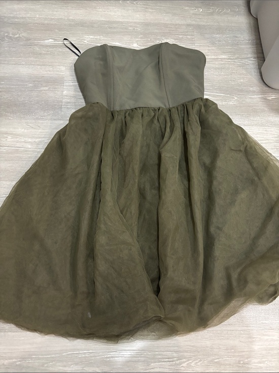 SHEIN Dresses & Skirts - SHEIN Olive Green Strapless Tulle Skater Dress